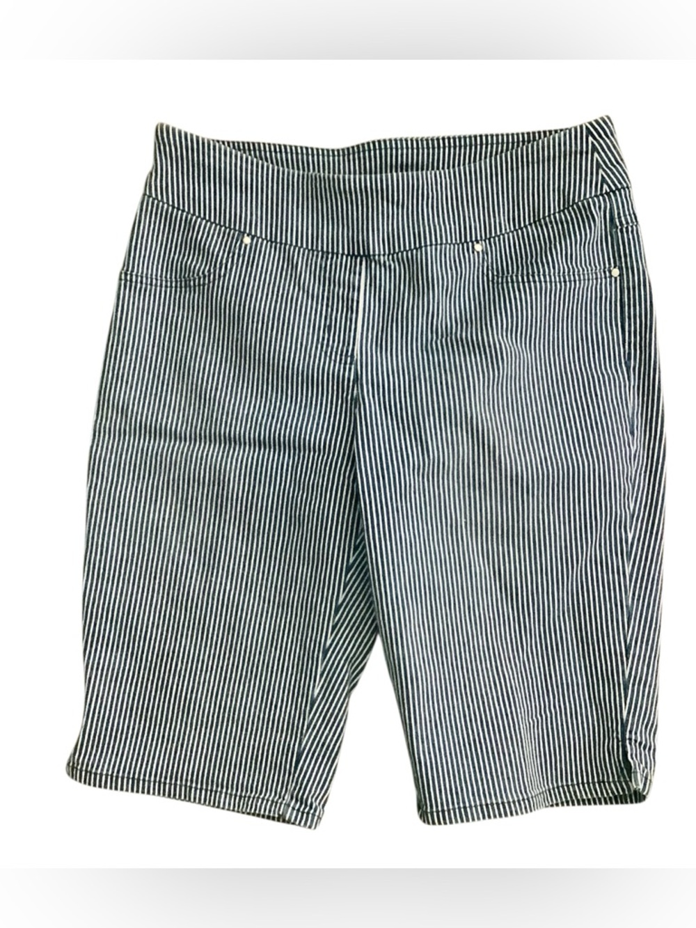 Ruby Rd. Navy and White Pinstripe Bermuda Shorts